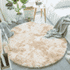 Tapis rond Beige en fausse fourrure