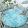Tapis rond Bleu Ciel en fausse fourrure