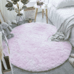 Tapis rond Lilas en fausse fourrure