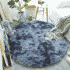 Tapis rond Gris Argenté en fausse fourrure