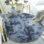 Tapis rond Gris Argenté en fausse fourrure