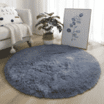 Tapis rond Gris Foncé en fausse fourrure
