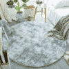 Tapis rond Gris en fausse fourrure