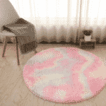 Tapis rond Pastel en fausse fourrure