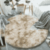 Tapis rond Vanille en fausse fourrure