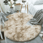 Tapis rond Vanille en fausse fourrure